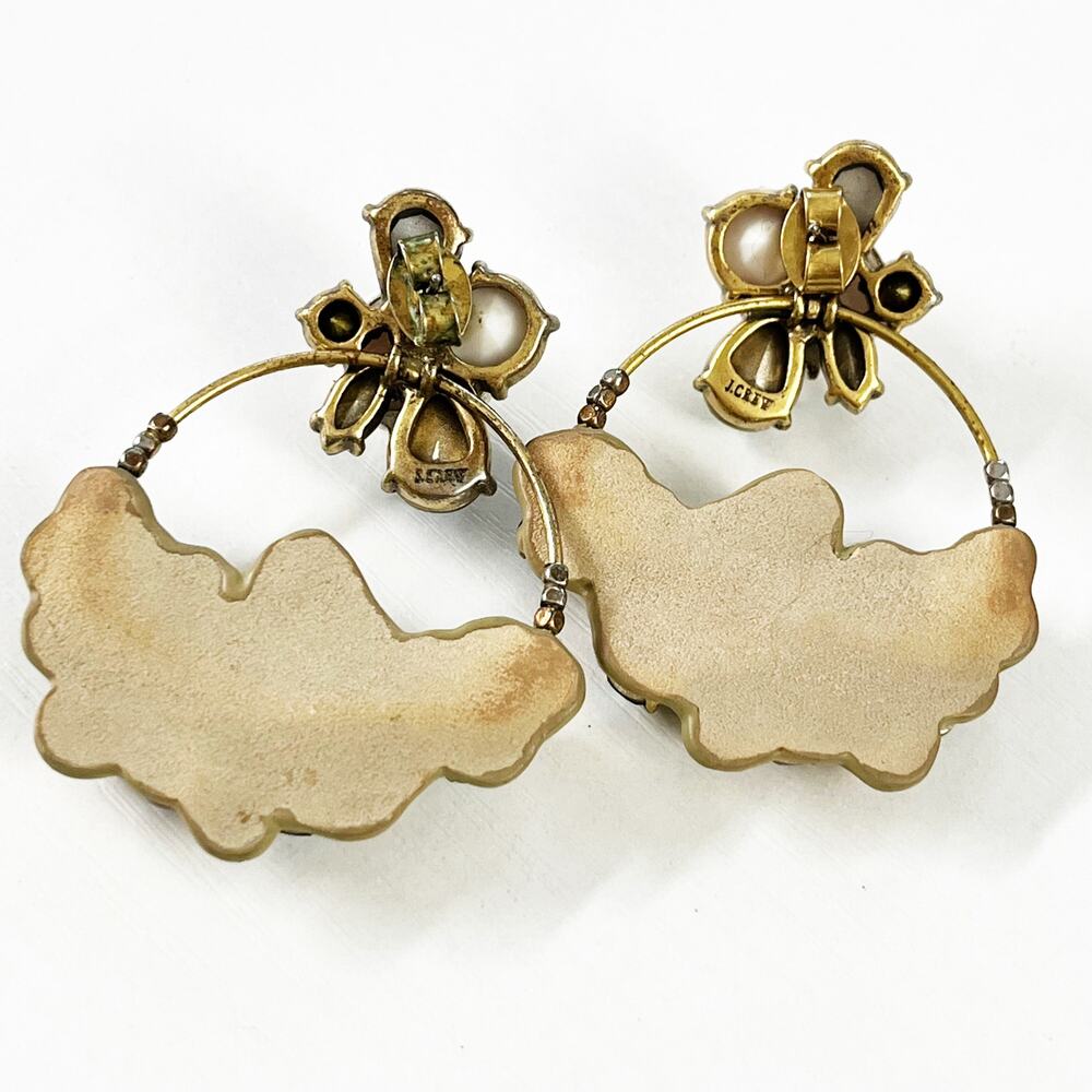 J. Crew Pink & Aurora Borealis Leather Back Hoop Earrings - Picture 7 of 9